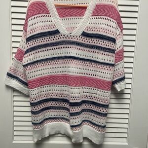 Striped Pink and White Women's Sweater